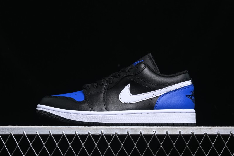 Nike Air Jordan 1 Low Retro Basketball Shoes Black Blue - 553558-042