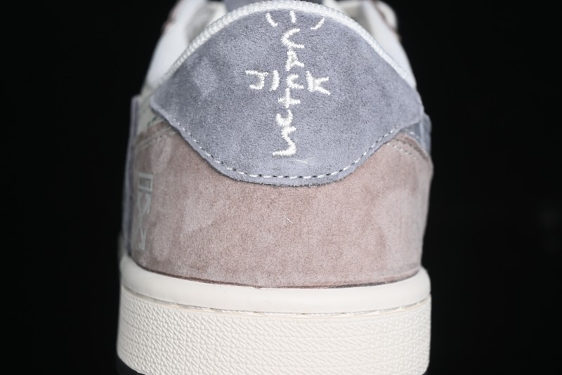 Nike Travis Scott x Fragment Design x Air Jordan 1 Low OG SP AJ1 OF Collaboration - Latte Grey Low Top Casual Sneakers - SJ2068-109