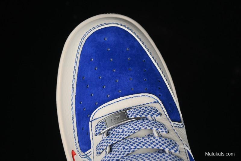 Nike Air Force 1 '07 Low Supreme Collaboration - Off White Navy Blue Low Top Casual Sneakers SJ6698-004