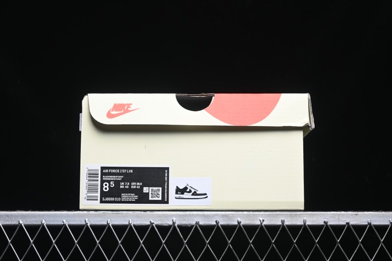 Nike Air Force 1 '07 Low Stussy Collaboration - Black White Mini Swoosh Low-Top Casual Sneakers - SJ6698-010