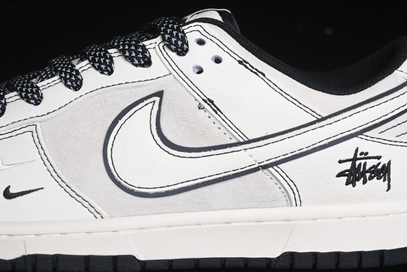 Nike SB Dunk Low Stussy Collaboration - Beige Black Line High-End Custom Low-Top Casual Skate Shoes - BB7518-008