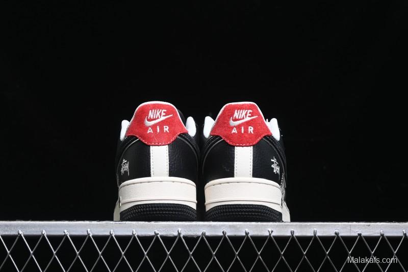 Nike Air Force 1 '07 Low Stussy Collaboration - Beige Black Pattern Red Outsole Low Top Casual Sneakers - XZ6188-339