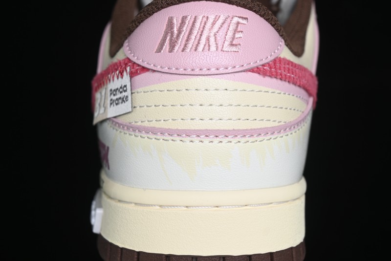 Nike Dunk Low Retro Casual Sneakers in Brown and Sail with Panda Mischief Skyline Theme - DD1503-124