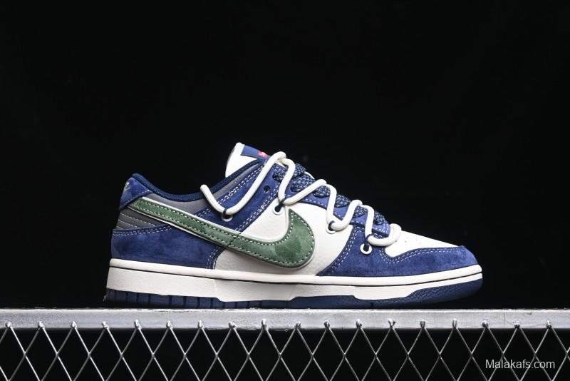 Nike SB Dunk Low Supreme Collaboration - Double Force Blue Lace-Up Anniversary High-End Custom Low-Top Casual Skate Shoes - XS1186-101