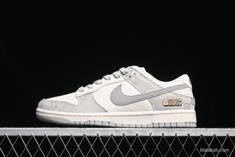 Nike SB Dunk Low Gucci Collaboration - Smoke Grey Sole Anniversary High-End Custom Low-Top Casual Skate Shoes - XX2025-802