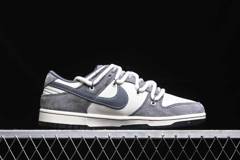 Nike SB Dunk Low Stussy Collaboration - Lace-Up Beige Grey Hook Anniversary High-End Custom Low-Top Casual Skate Shoes - YX5066-206