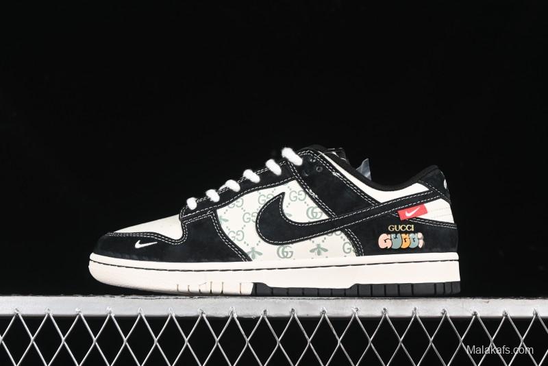 Nike SB Dunk Low Gucci Collaboration - Small Bee Series Black Hook Anniversary High-End Custom Low-Top Casual Sneakers - MM1089-030