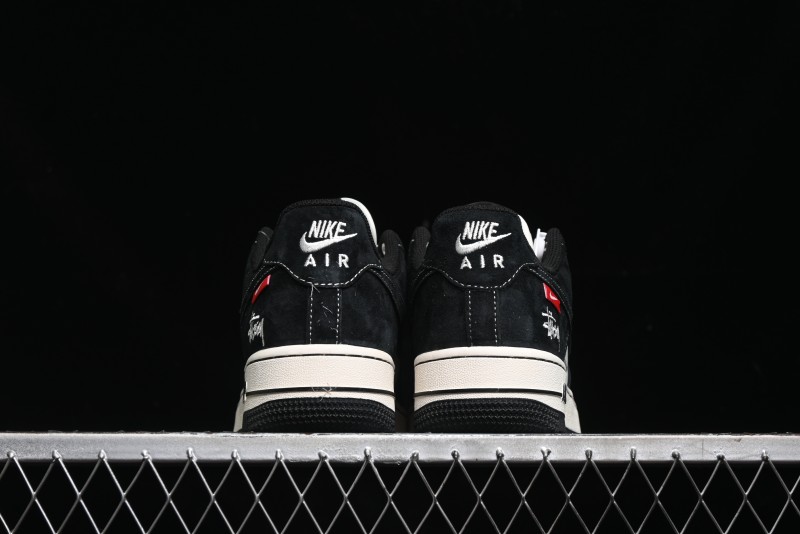 Nike Air Force 1 '07 Low Stussy Collaboration - Black/Red Label Low-Top Casual Sneakers - SJ6698-008
