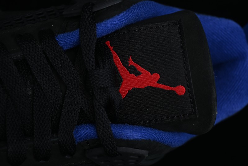 Nike Air Jordan 4 Retro Basketball Shoes with Black-Grey-Blue Color Blocking - FV5029-003