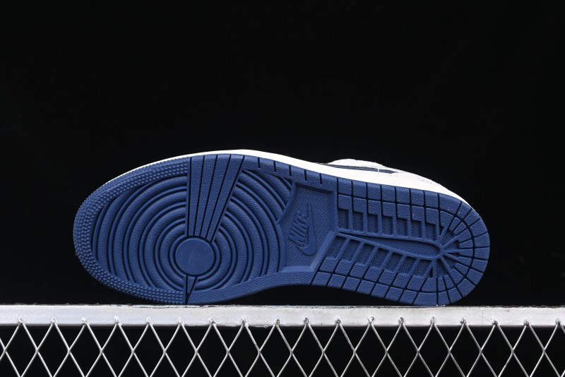 Nike Air Jordan 1 Low AJ1 The North Face Collaboration - Grey Pigskin Blue Sole Retro Basketball Shoes DM9188-011