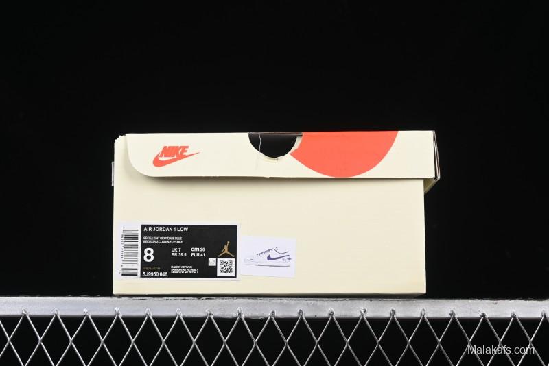 Nike Air Jordan 1 Low Stussy Collaboration - Light Grey Blue Hook Retro Basketball Shoes - SJ9950-046