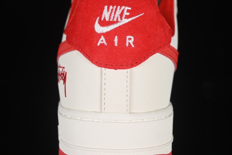 Nike Air Force 1 '07 Low Stussy Collaboration Beige Deep Orange Low-Top Casual Sneakers - DF0188-031