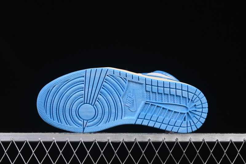 Nike Air Jordan 1 High OG "UNC Reimagined" Retro Basketball Shoes with Cracked Leather and Vintage Midsole - DZ5485-402