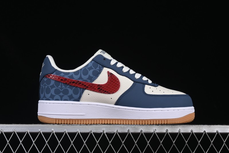 Nike Air Force 1 '07 Low Gucci Collaboration Snake Pattern Red Swoosh Casual Sneakers - DF0188-039