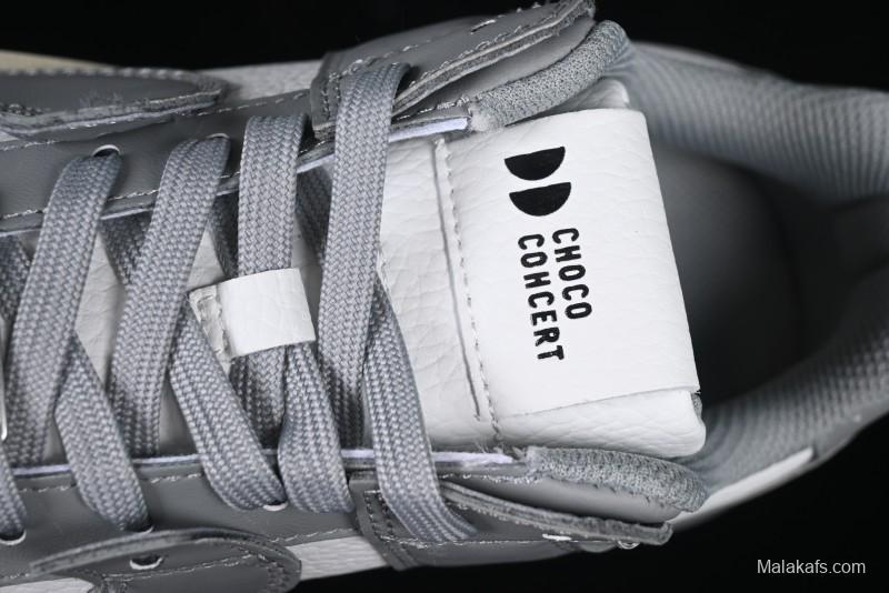 Choco Concert Leather Round Square Asymmetric Fashion Sneakers White Gray - AJE5