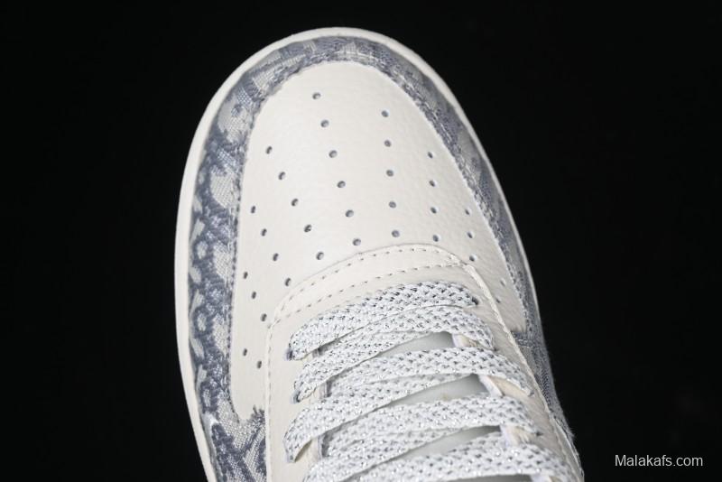 Nike Air Force 1 '07 Low Dior Collaboration - Grey Pattern Low-Top Casual Sneakers - DF0188-021