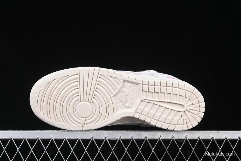 Nike SB Dunk Low Supreme Collaboration Light Gray Drawstring Anniversary High-End Custom Low-Top Casual Skate Shoes - XX3168-109