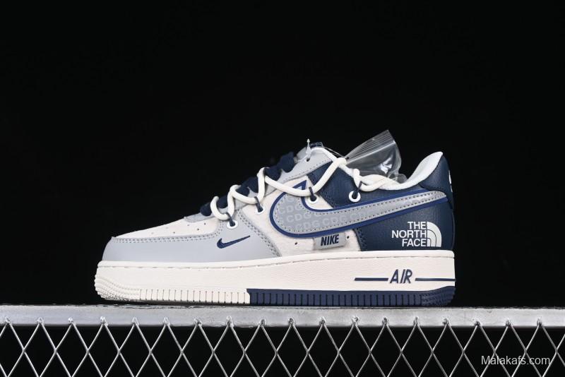 Nike Air Force 1 '07 Low The North Face Collaboration Grey Blue Lace-Up Low-Top Casual Sneakers - DM6688-024