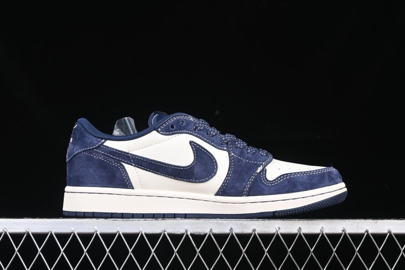 Nike Travis Scott x Fragment Design x Air Jordan 1 Low OG SP AJ1 Collaboration Sneakers - Prussian Blue - XS3086-006