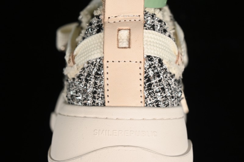 SMILEREPUBLIC SMILE Canvas Sneakers with Cut Wool Fringe and Unique Weaving - G.D4