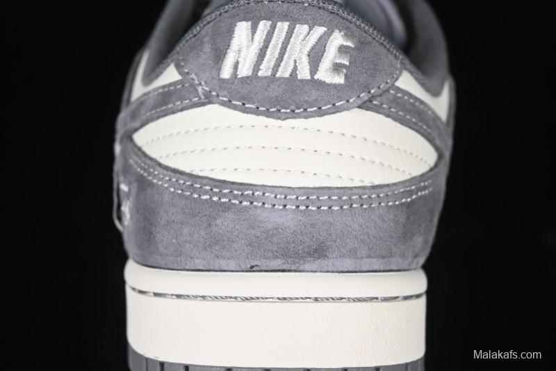 Nike SB Dunk Low Stussy Anniversary Edition Patchwork Grey Swoosh Customized Casual Skate Shoes - YX5066-221