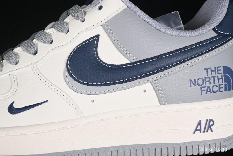 Nike Air Force 1 '07 Low The North Face Collaboration Grey Blue Double Swoosh Casual Sneakers - XS1958-520