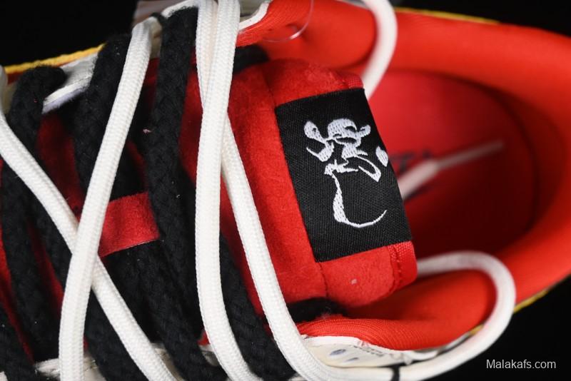 Nike SB Dunk Low Year of the Snake Series Beige Red Yellow Swoosh Anniversary Custom Low-Top Casual Skate Shoes - YX5066-265