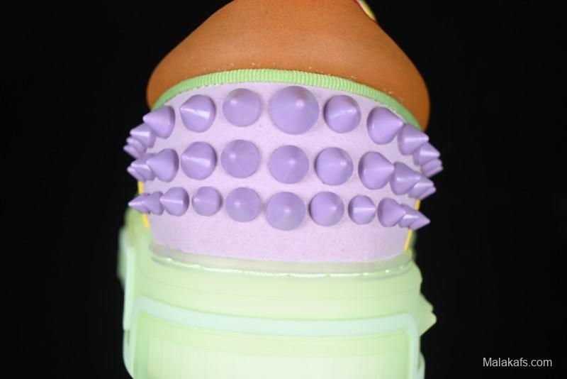 Christian Louboutin Funnyto Flat French Luxury Brand Green Color Block Low Top Sneakers - X.D4