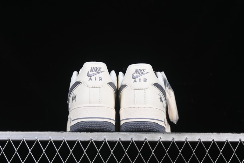 Nike Air Force 1 '07 Low Stussy Collaboration Beige Grey Embroidered Swoosh Low-Top Casual Sneakers - DM6688-003