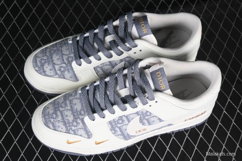 Nike SB Dunk Low Dior x Stone Island Triple Collaboration - Anniversary High-End Custom Low-Top Casual Sneakers - DM6868-043