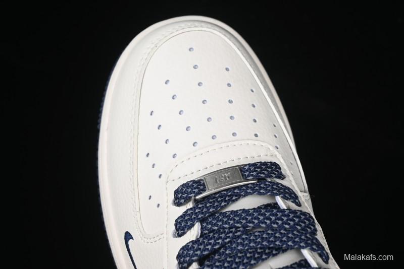 Nike Air Force 1 '07 Low Stussy Collaboration - Navy Blue & Off-White Low-Top Casual Sneakers - XZ3328-568