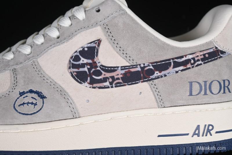 Nike Air Force 1 '07 Low Dior Collaboration Grey Blue Ghost Face Casual Sneakers - KK1988-044