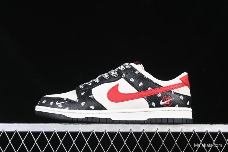Nike SB Dunk Low Edison Chen Collaboration Graffiti Red Swoosh Anniversary Custom Low-Top Casual Skate Shoes - DJ2024-101