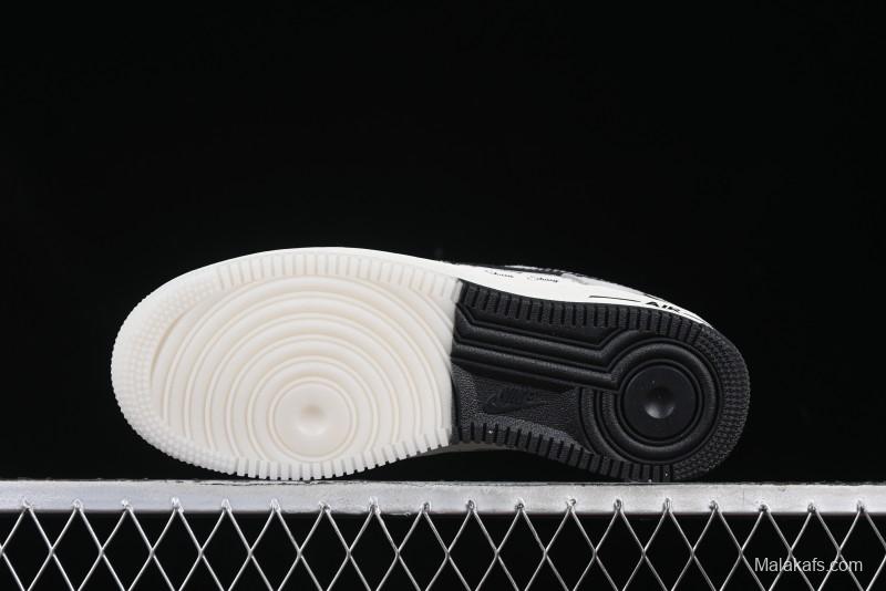 Nike Air Force 1 '07 Low Stussy Collaboration Black Leather Low-Top Casual Sneakers - CH6336-518