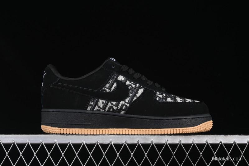 Nike Air Force 1 '07 Low Dior Collaboration Black Gum Knit Casual Sneakers - KK1988-058