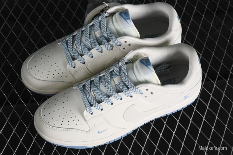 Nike SB Dunk Low LV Collaboration - Double Swoosh Beige Blue Anniversary High-End Custom Low-Top Casual Skate Shoes - XX2025-308