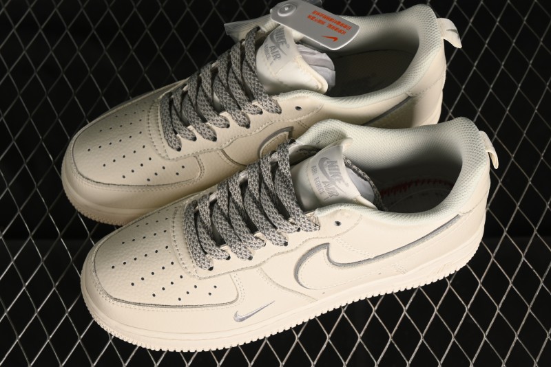 Nike Air Force 1 '07 Low Classic Grey Silver Swoosh Starry Sneakers - MJ0319-023