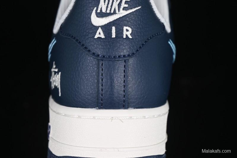 Nike Air Force 1 '07 Low Stussy Collaboration Green Embroidered Swoosh Custom Casual Sneakers - DM6688-021