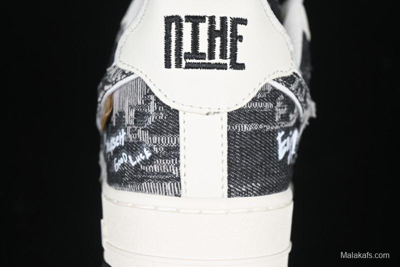 Nike Air Force 1 '07 Low "Black Jeans" Graffiti Casual Sneakers - FB0607-660
