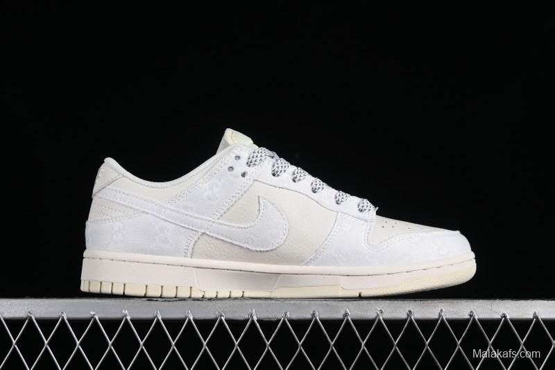 Nike SB Dunk Low Gucci Collaboration - Silver White Pattern Anniversary High-End Custom Low-Top Casual Sneakers BB9676-312