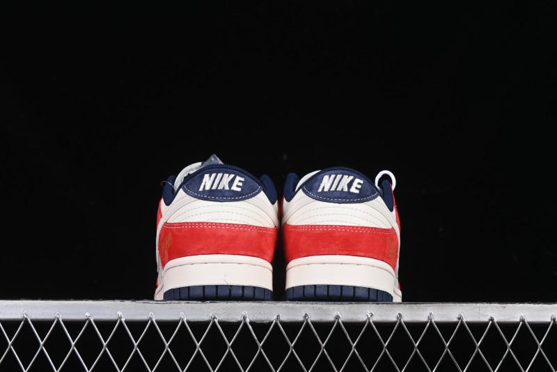 Nike SB Dunk Low Supreme Collaboration - China Red with 3D White Swoosh Anniversary Custom Low-Top Casual Sneakers - FC1688-209