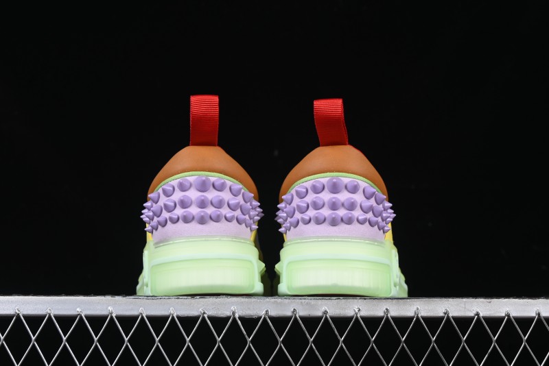 Christian Louboutin Funnyto Flat French Luxury Brand Green Color Block Low Top Sneakers - X.D4