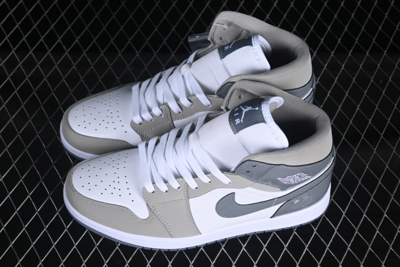 Nike Air Jordan 1 Mid AJ1 White Grey Mid Top Casual Sneakers - HF3193-100