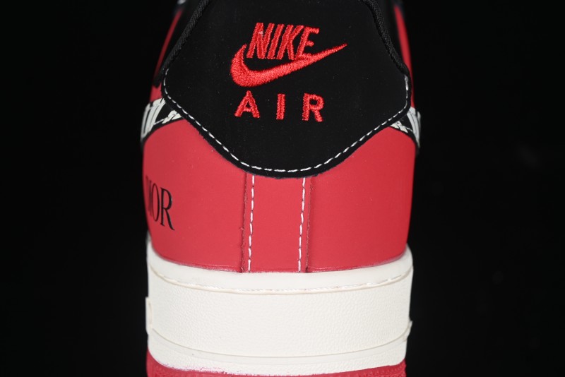 Nike Air Force 1'07 Low Dior Collaboration Red Black Zebra Print Casual Sneakers - KK1988-066