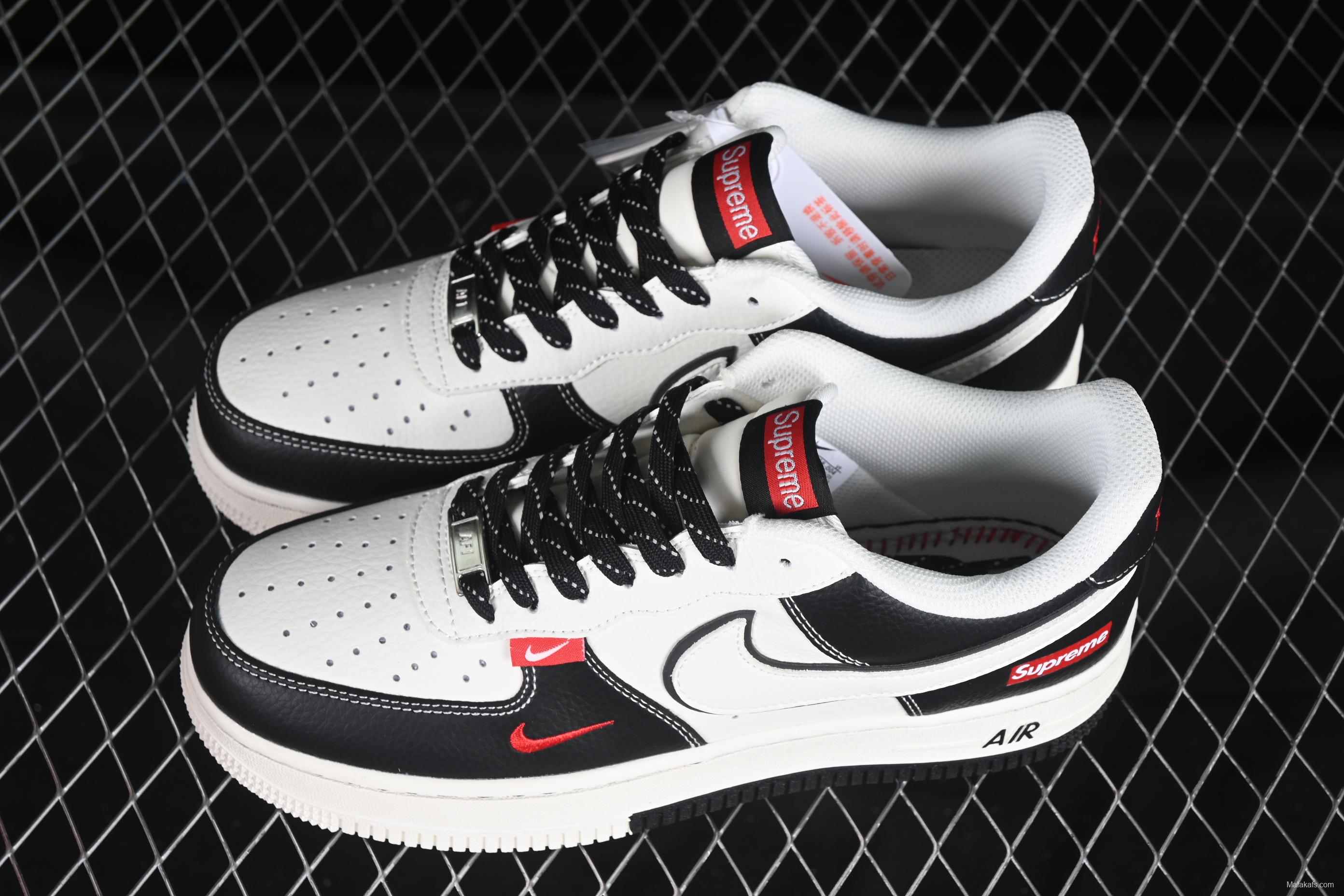 Nike Air Force 1 '07 Low Supreme Collaboration Two-Tone Red Swoosh Casual Sneakers - CS5288-004