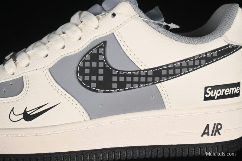 Nike Air Force 1 '07 Low Supreme Collaboration Beige Gray Building Blocks Casual Sneakers - XS1958-568