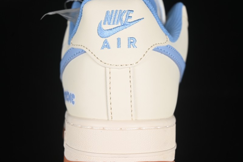 Nike Air Force 1 '07 Low Supreme Collaboration Blue Swoosh Gum Sole Casual Sneakers - XS1958-547