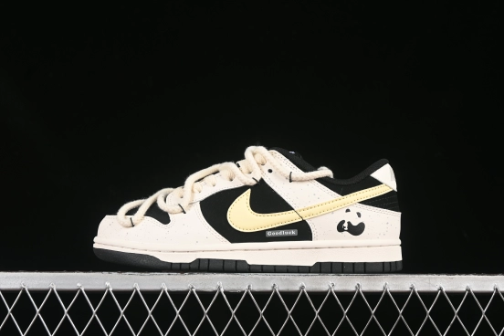 Nike Dunk Low Retro Casual Sneakers with Panda Cheesy Colorway and Splatter Effect - DD1391-100