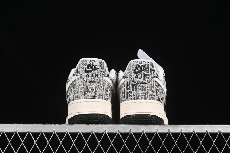 Nike Air Force 1 '07 Low Dior Collaboration Pattern Black White Swoosh Casual Sneakers - XS1958-581