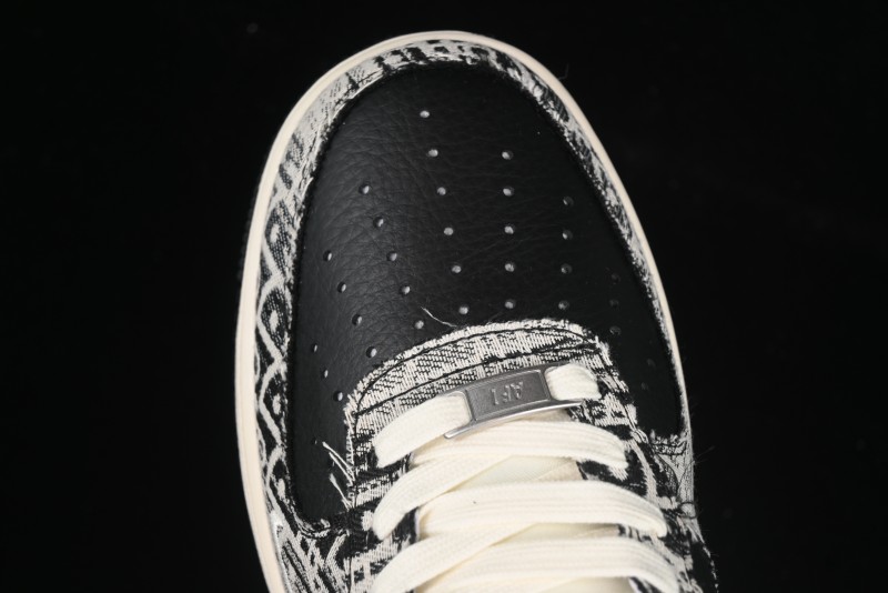 Nike Air Force 1 '07 Low Dior Collaboration Pattern Black White Swoosh Casual Sneakers - XS1958-581